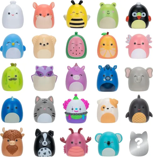 Vista 2 de Squish-a-longs Paquete de 25 – Serie 1 – (25) Mini-Squish de 1 pulgada con 5 accesorios, anillo y guía de coleccionista – Colecciona, intercambia