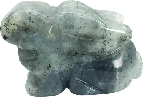 Vista 4 de Estatua de conejo sentado de piedra de sangre natural de África de 2 pulgadas, escultura decorativa de Fengshui para decoración del hogar, cristal