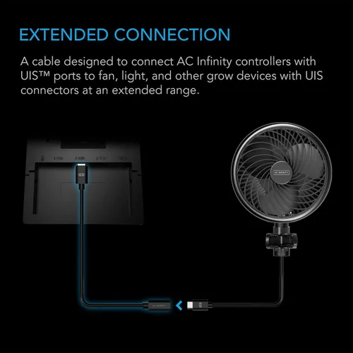 Vista 2 de AC Infinity Cable de extensión UIS a UIS hembra a macho, cable extensor de conexión de 10 pies, funciona con controlador 69, controlador 63