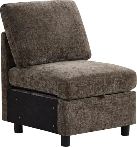 Vista 7 de WUTUTUEE Sofá biplaza modular de 58 pulgadas, sofá biplaza moderno de 2 plazas con almacenamiento, sofá modular de felpilla para sala de estar, Beige