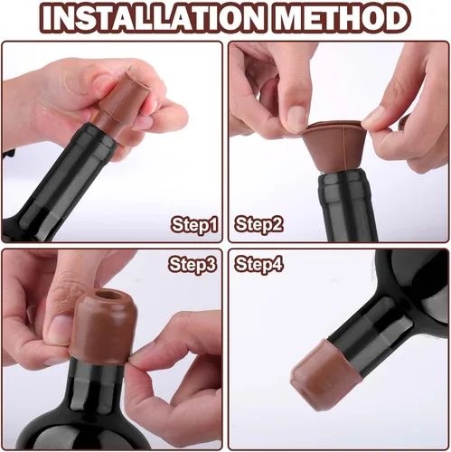 Vista 7 de Vodolo Tapón de Vino de Silicona, 4 piezas Sellador Reutilizable e Indestructible para Botellas de Vidrio, Tapones de Vino, Tapón de Vino, Tapón