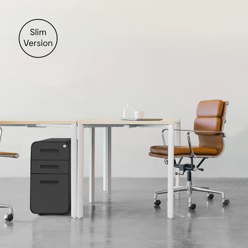 Vista 7 de Laura Davidson Furniture Stockpile - Archivador móvil delgado de 3 cajones con cerradura, archivador de metal para debajo del escritorio, carpetas
