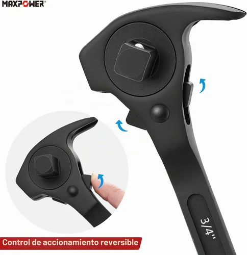 Vista 4 de MAXPOWER Llave de trinquete de andamio de accionamiento de 1/2" y 3/4", llave de podger con martillo de garra, palanca de palanca, barra de palanca