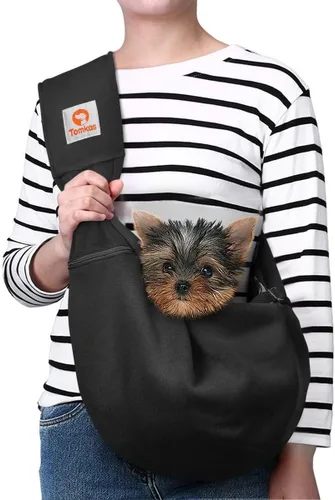 Vista 15 de TOMKAS - Transportador de perros estilo canguro para perros pequeños (negro, para mascotas de 2 a 7 libras)