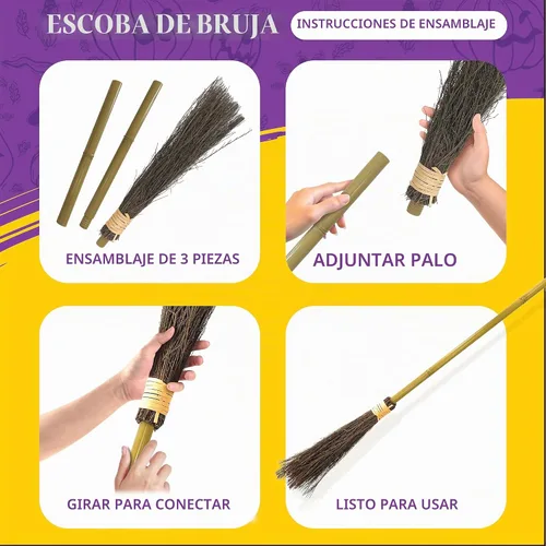 Vista 2 de Disfraz de escoba de bruja de plástico de 40 pulgadas para niños