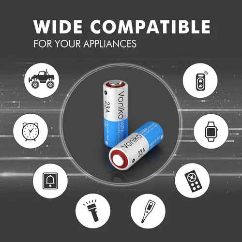 Vista 4 de Voniko Batería alcalina de 23 A – Baterías Ultra 23A (paquete de 6) – Batería A23 de 12 voltios de larga duración para timbres y control remoto