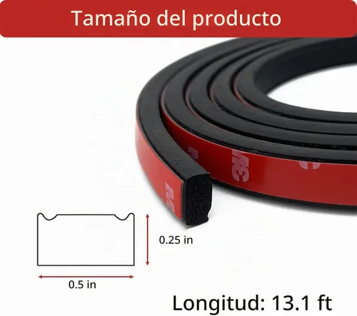 Vista 2 de Tira de sellado de goma de espuma, autoadhesivo rectangular de goma EPDM para RV, barco, automóvil, camión, marina, puertas de garaje/ventana y más