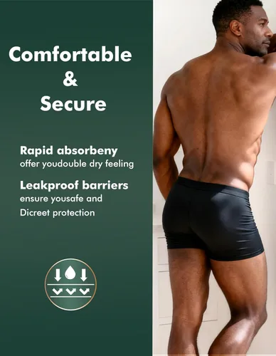 Vista 6 de AIRCUTE Washable Absorbency Urinary Incontinence Underwear for Men Bladder Leakage Protection Boxer Briefs, 3 Pack