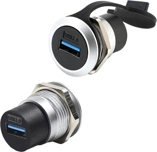 Vista 10 de PENGLIN Acoplador de montaje en panel USB 2.0, conector de paso USB, adaptador de extensión de mamparo hembra a hembra con tapón de agua/polvo