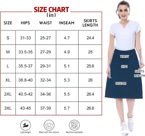 Vista 5 de beroy Faldas de falda de longitud media para mujer con 3 bolsillos, faldas modestas para mujer, falda pantalón de 24 pulgadas hasta la rodilla