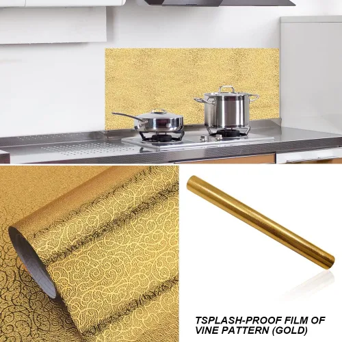 Vista 4 de Yitexin Papel tapiz para salpicaduras de cocina, 15.7 x 196.8 pulgadas, papel de contacto, autoadhesivo a prueba de aceite, resistente al calor