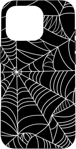 Vista 20 de iPhone 16 Spider Web Halloween Pattern Spooky on Black Case