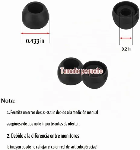 Vista 3 de Auriculares de silicona pequeños de repuesto para auriculares intrauditivos, puntas de goma, 10 pares (negro)