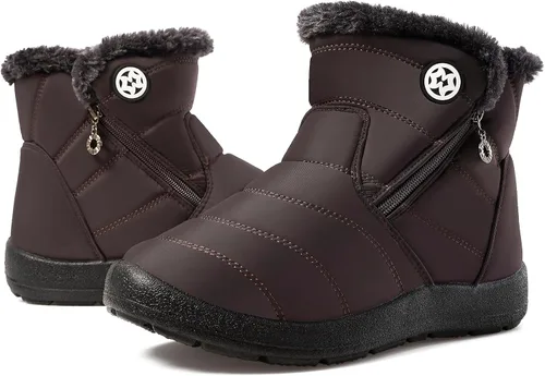 Vista 6 de Botas de nieve de invierno con forro de piel cálida para mujer, impermeables, botines al aire libre, zapatos cómodos para mujer