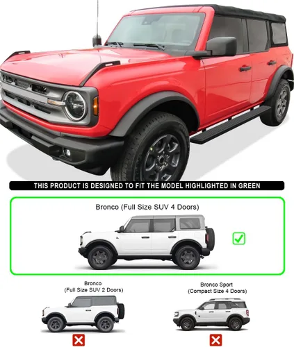 Vista 2 de APS Estribos de 5 pulgadas, color negro mate, compatibles con Ford Bronco 2021-2026 Sport Utility de 4 puertas, acero inoxidable