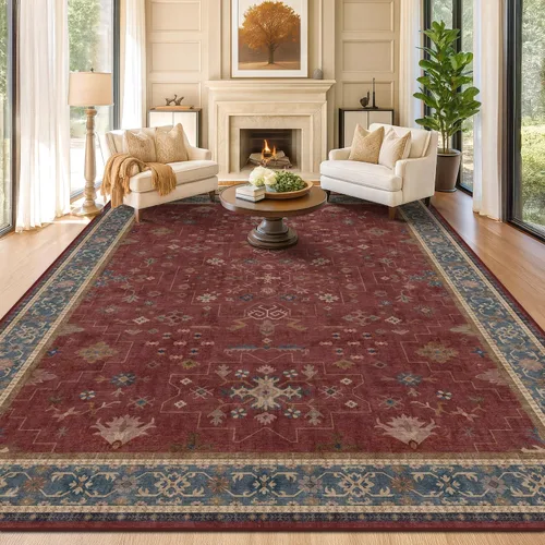 Vista 246 de Hazo Haus – Alfombra pequeña para entrada, cocina o baño, antideslizante con base de goma, resistente a las manchas y a la decoloración, diseño