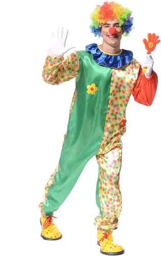 Vista 2 de PGOND Disfraz de payaso divertido para hombre, traje de payaso para fiesta temática