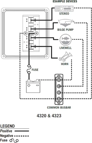 Vista 3 de Blue Sea Systems 4320 Panel de interruptores de disyuntor resistente al agua, gris, 4 posiciones