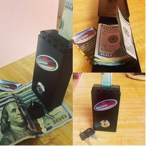 Vista 2 de Caja tamaño bolsillo de metal para juegos de azar, casino, caja de dinero en efectivo para apostadores que detiene el adictivo impulso de volver a