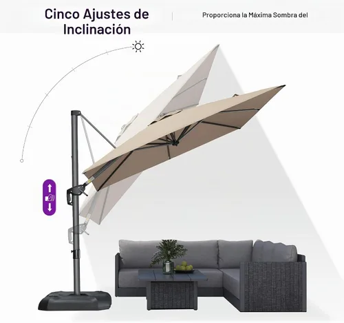 Vista 653 de PURPLE LEAF Paraguas al aire libre con base 8' x 8' protección solar verde Manzana Verde (Apple Green)