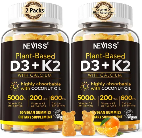 Vista 8 de Gomitas de oso de vitamina D3 K2 – Vitamina D3 5000iu y vitamina K2 de 200 mcg + calcio 600 mg para adultos y apto para GLP-1, aceite de coco