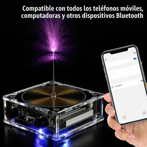 Vista 3 de Bobina musical Tesla, bobina de Tesla con Bluetooth, generador de arco de chispa artificial táctil, modelo de experimento de transmisión Estándar