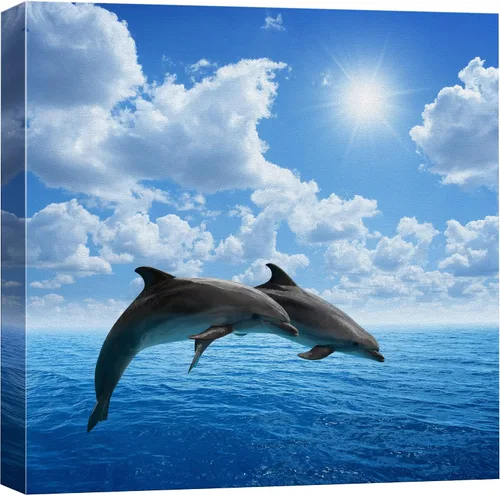 Vista 20 de wall26 Lienzo impreso para pared, diseño de sirena que nada bajo el sol verde azulado, fantasía y ciencia ficción, ilustraciones del océano, arte