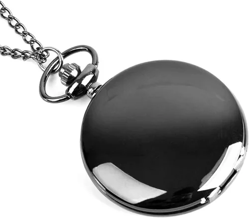 Vista 4 de Juego de 2 relojes de bolsillo clásicos con cadena para hombre y mujer Negro Negro