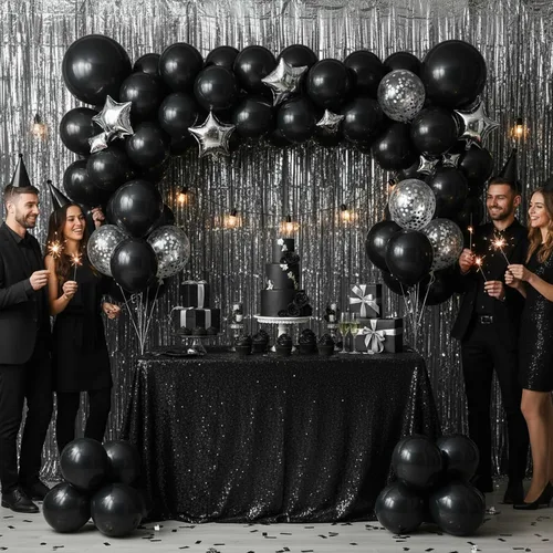 Vista 5 de RUBFAC Globos negros, globos de fiesta de 12 pulgadas para decoraciones de fiesta de graduación, mes de la historia negra, cumpleaños, boda, baby
