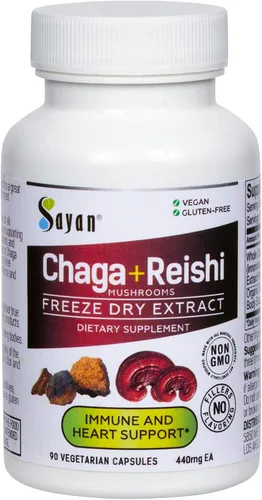 Vista 13 de Sayan 7 Extracto de hongos 90 cápsulas/440 mg ea – Apoyo inmunológico y energía – Chaga orgánico, Reishi, melena de león, maitake, shiitake, mezcla