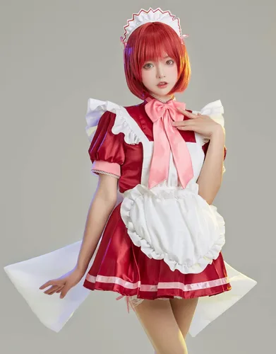 Vista 5 de miccostumes Disfraz de sirvienta Meow Meow para mujer disfraz de anime para cosplay con tocado