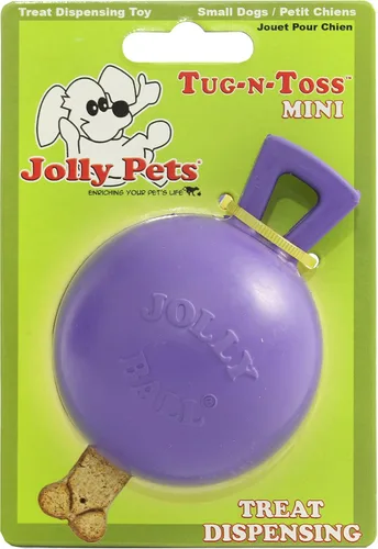 Vista 5 de Jolly Pets Tug-n-Toss - Pelota de juguete resistente para perros con asa, 3 pulgadas/mini, azul, Modelo: 403 BL Mini 3 inch jolly ball with