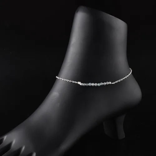 Vista 2 de YANARA Pulsera de tobillo para mujer, piedra de nacimiento natural, cuentas de piedras preciosas, tobillera delicada hecha a mano de 9 pulgadas +