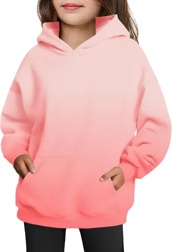 Vista 9 de Arshiner Sudaderas con Capucha de Gran Tamaño para Niñas Sudaderas Pullover de Forro Polar Conjuntos Casuales de Moda para Niños Ropa de Otoño Rojo
