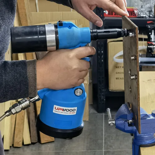 Vista 5 de Herramienta de tuerca remachadora hidráulica de aire resistente, remachadora neumática, kit de ajuste automático de tuercas de remache viene
