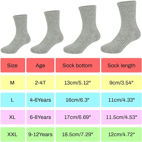 Vista 4 de Auranso Calcetines deportivos para niños, 9 pares de calcetines deportivos de media amortiguación para niños y niñas