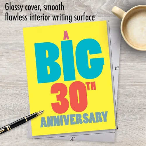 Vista 3 de NobleWorks - Tarjeta de felicitación de 30 aniversario con sobre de 8.5 x 11 pulgadas para hombres, mujeres - Jumbo 30 años de matrimonio - Big 30