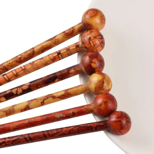 Vista 2 de 6 palillos de madera para el cabello, palillos japoneses para el cabello para mujer, hechos a mano, 5.1 in