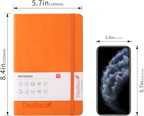Vista 6 de Cuaderno de tapa dura de 160 páginas, cuadernos a rayas para el trabajo, papel grueso prémium de 100 GSM, con bolsillo, tamaño mediano de 5.7 x 8.4