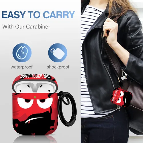 Vista 4 de Funda para Airpods, Don't Touch Me for Airpods Cover con llavero suave y linda funda a prueba de golpes para mujeres y hombres, compatible con funda
