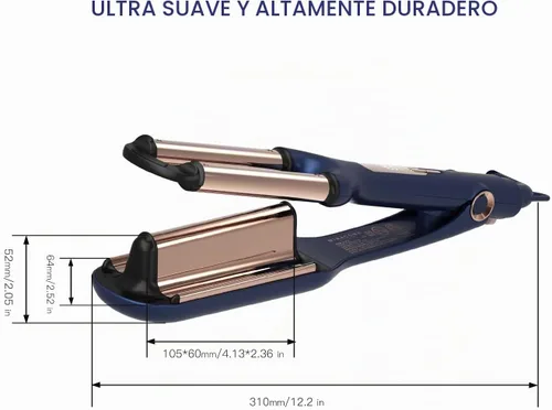 Vista 5 de MIRACOMB Hierro ondulado profundo de titanio, tecnología iónica, ajustes de calor digitales, apagado automático, doble voltaje
