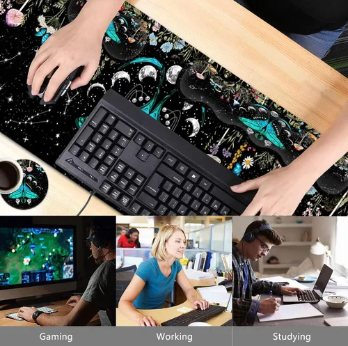 Vista 2 de Alfombrilla grande para mouse, soporte ergonómico para la muñeca del mouse + juego de reposamuñecas para teclado + alfombrilla de mouse extendida