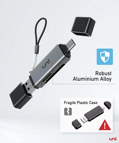 Vista 6 de uni Lector de tarjetas SD, adaptador USB C a tarjeta Micro SD de alta velocidad USB 3.0 con ranuras duales, lector de tarjetas de memoria