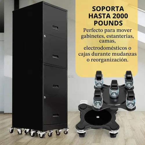 Vista 7 de Movers de muebles con ruedas – Juego de 4 herramientas elevadoras de muebles resistentes con capacidad de carga de 2000 libras, plataforma
