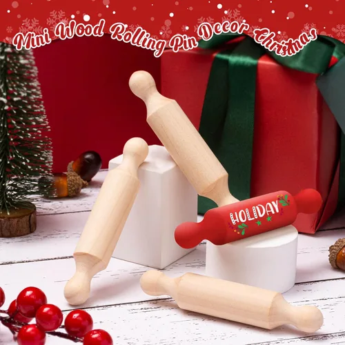 Vista 3 de 20 mini rodillos para manualidades, pequeño rodillo de masa de madera para niños en la cocina, hornear y juegos imaginativos, bandeja escalonada