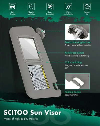 Vista 3 de SCITOO Visera solar izquierda del lado del conductor para Toyota para RAV4 2006-2012 gris