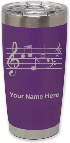 Vista 14 de LaserGram Vaso aislado al vacío de 20 onzas, personal de música, grabado personalizado incluido (negro)