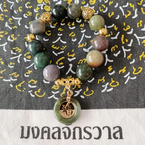 Vista 7 de Heavens Tvcz - Pulsera de jade de buena fortuna para mujeres tailandesas, buena suerte, 0.559in, energía curativa, pulsera con colgante de jade