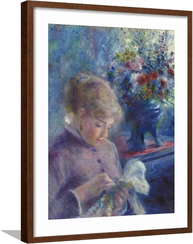 Vista 8 de ART.COM Impresiones artísticas enmarcadas para pared, costura de mujer joven, 1879 por Pierre Auguste Renoir, decoración figurativa, 12 x 16 Marco