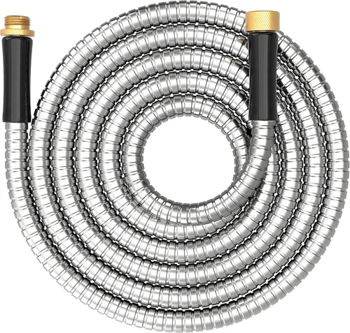 Vista 13 de Manguera de jardín de metal corta de 1 pie, adaptador de extensión de manguera pequeña de acero inoxidable para carrete de manguera, tubo de agua